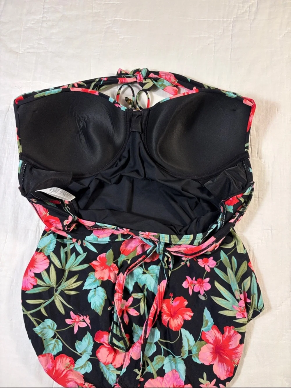 Coco Reef Spiced Tropical Floral Halter Top Tie-Back Underwire Bra 36DD/38DD - Picture 9 of 12